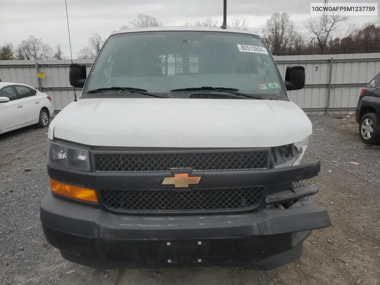 2021 Chevrolet Express G2500 VIN: 1GCWGAFP5M1237759 Lot: 80513994