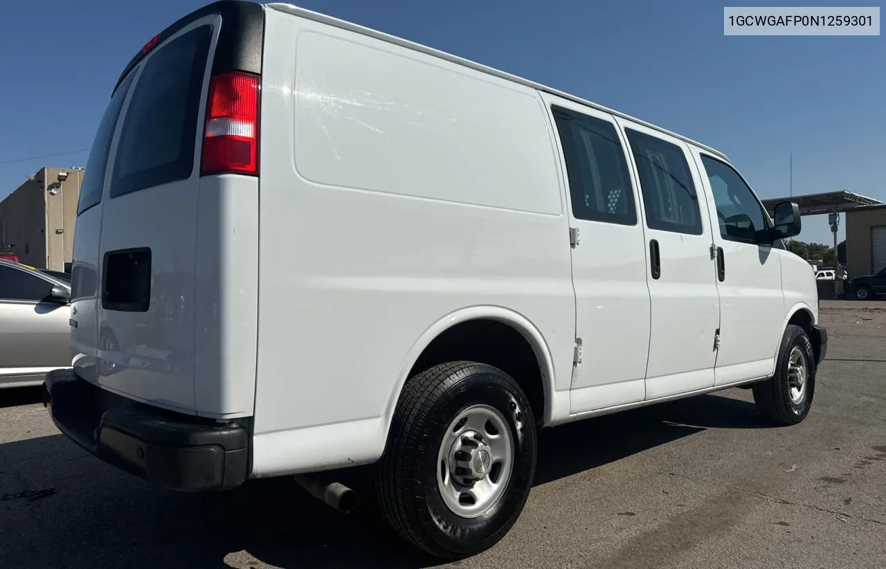 2022 Chevrolet Express G2500 VIN: 1GCWGAFP0N1259301 Lot: 75667814