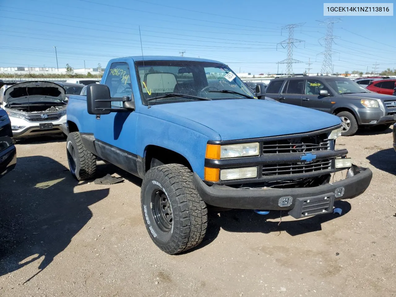 1992 Chevrolet Gmt-400 K1500 VIN: 1GCEK14K1NZ113816 Lot: 74056734