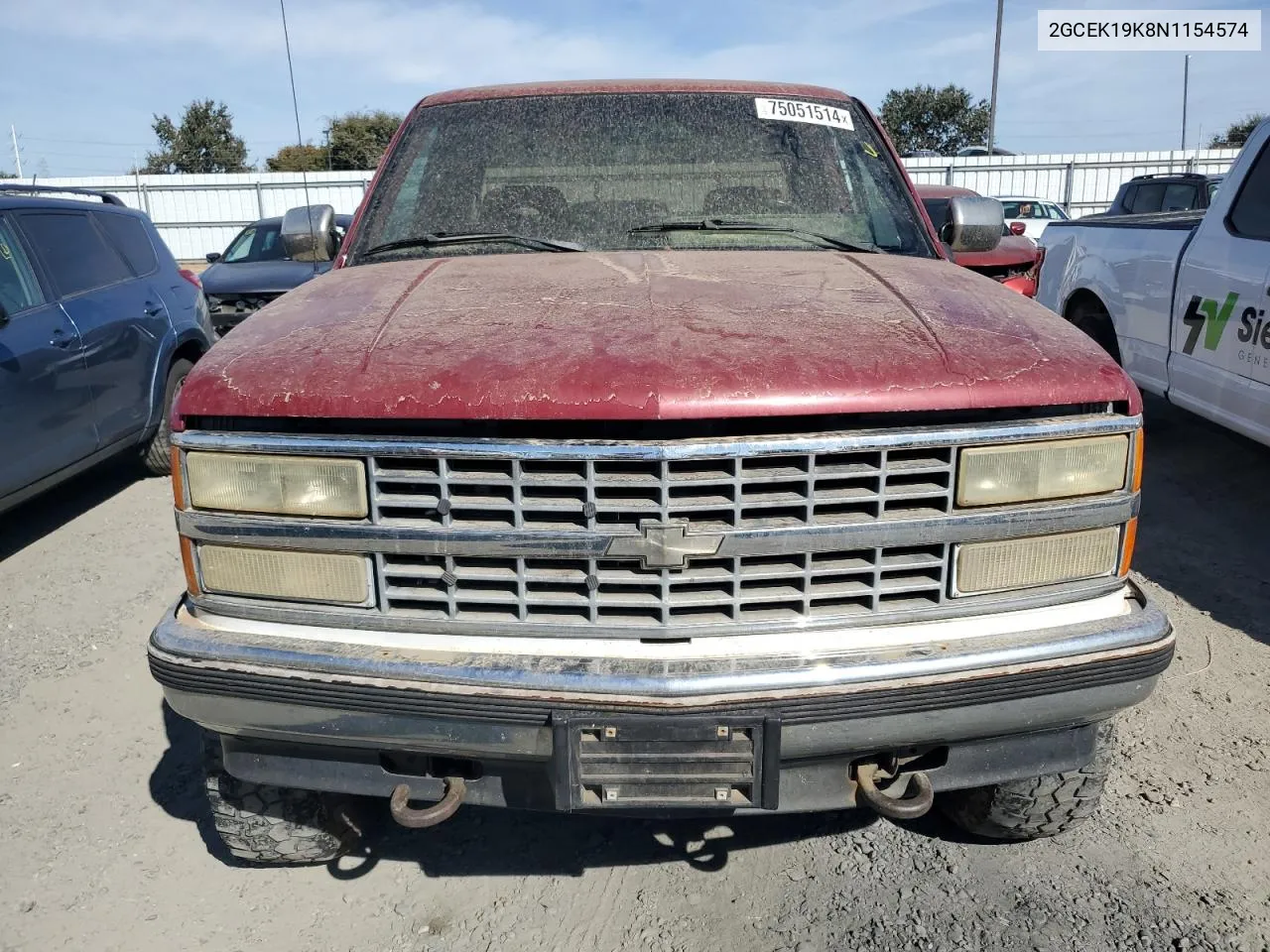 1992 Chevrolet Gmt-400 K1500 VIN: 2GCEK19K8N1154574 Lot: 75051514