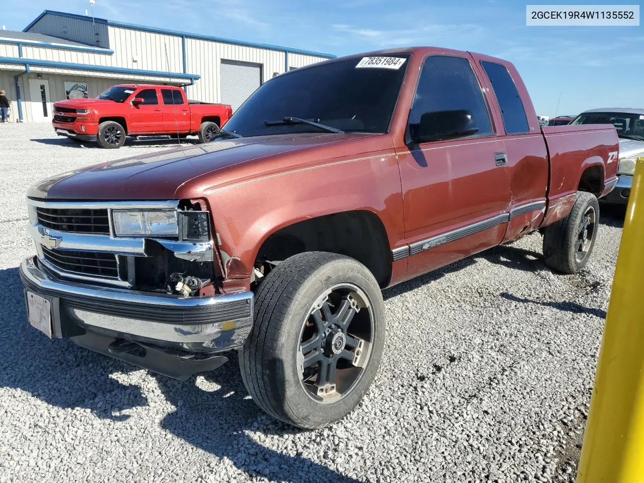 1998 Chevrolet Gmt-400 K1500 VIN: 2GCEK19R4W1135552 Lot: 78351984