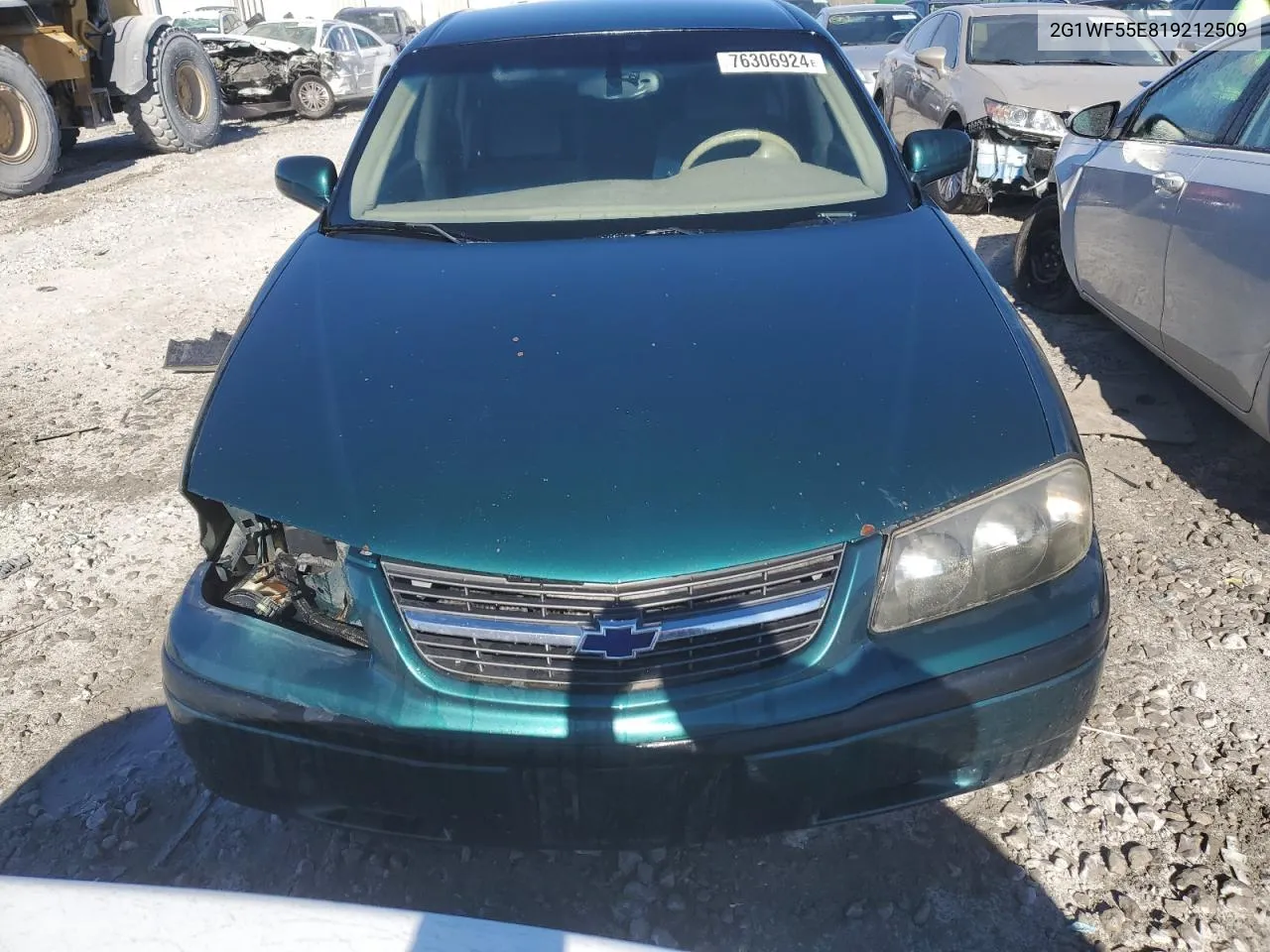 2001 Chevrolet Impala VIN: 2G1WF55E819212509 Lot: 76306924