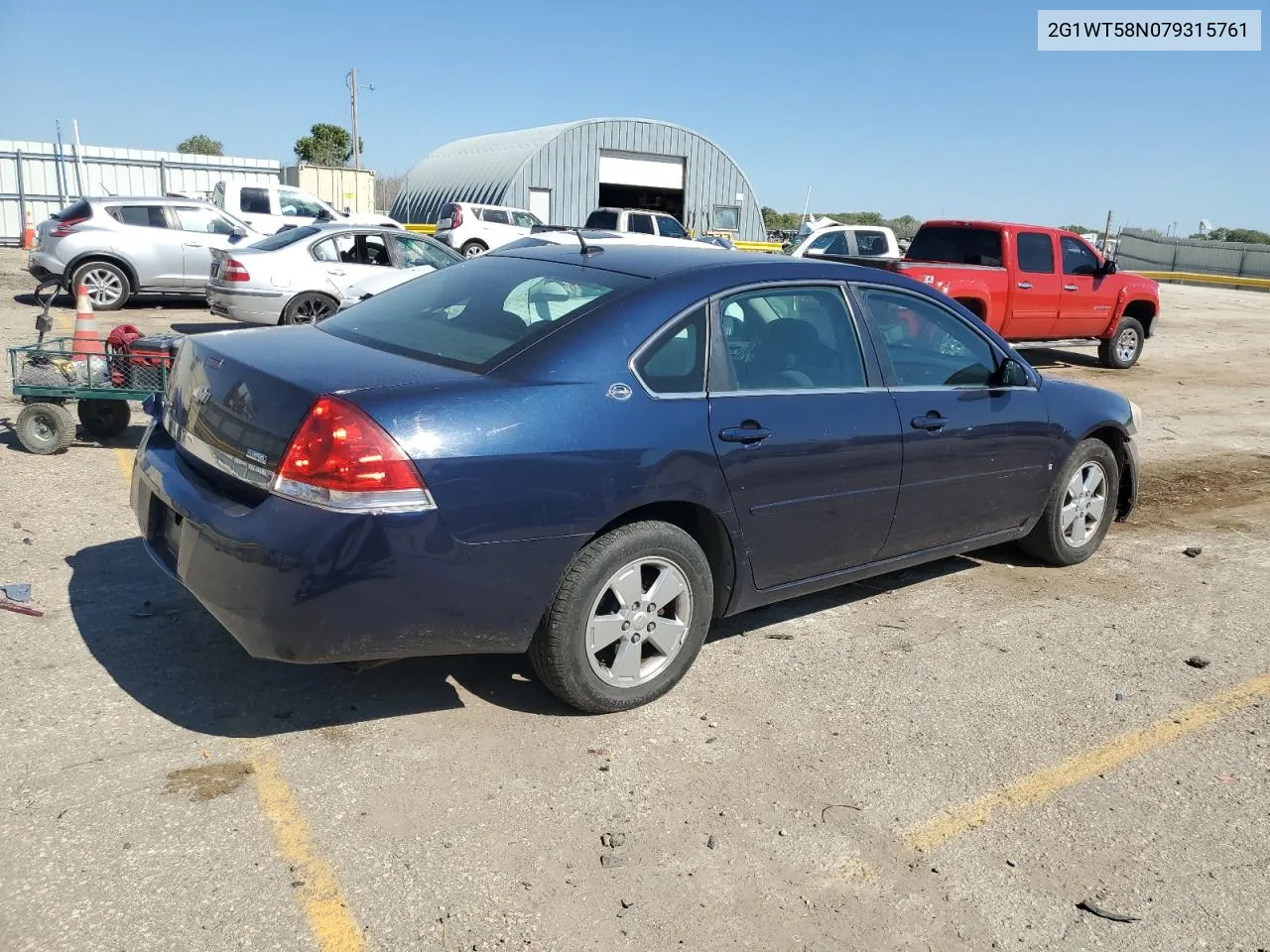 2007 Chevrolet Impala Lt VIN: 2G1WT58N079315761 Lot: 74601674