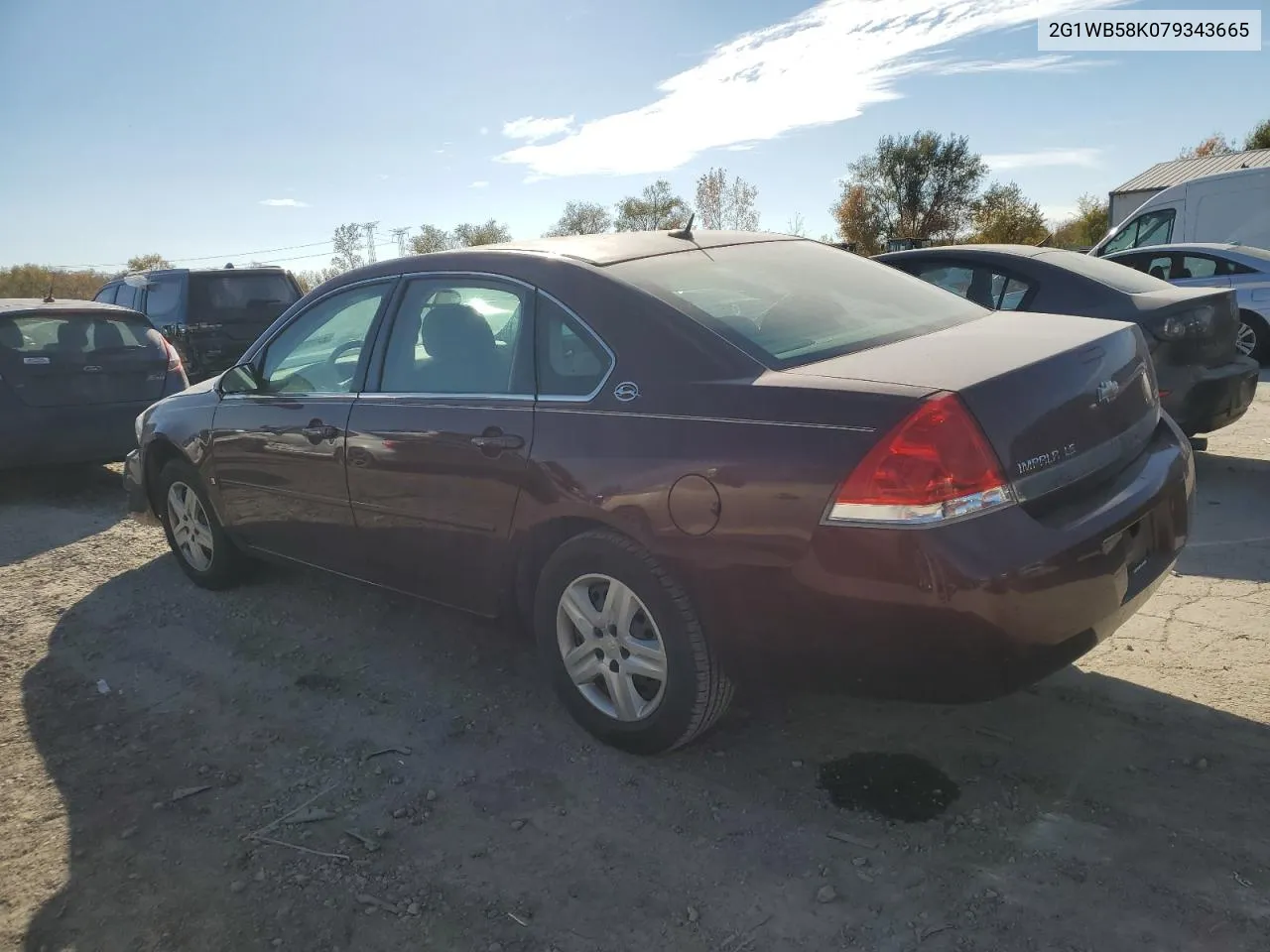 2007 Chevrolet Impala Ls VIN: 2G1WB58K079343665 Lot: 77683894