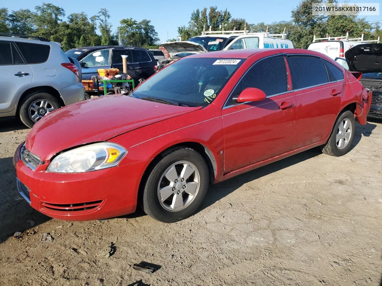 2008 Chevrolet Impala Lt VIN: 2G1WT58KX81317166 Lot: 70722024