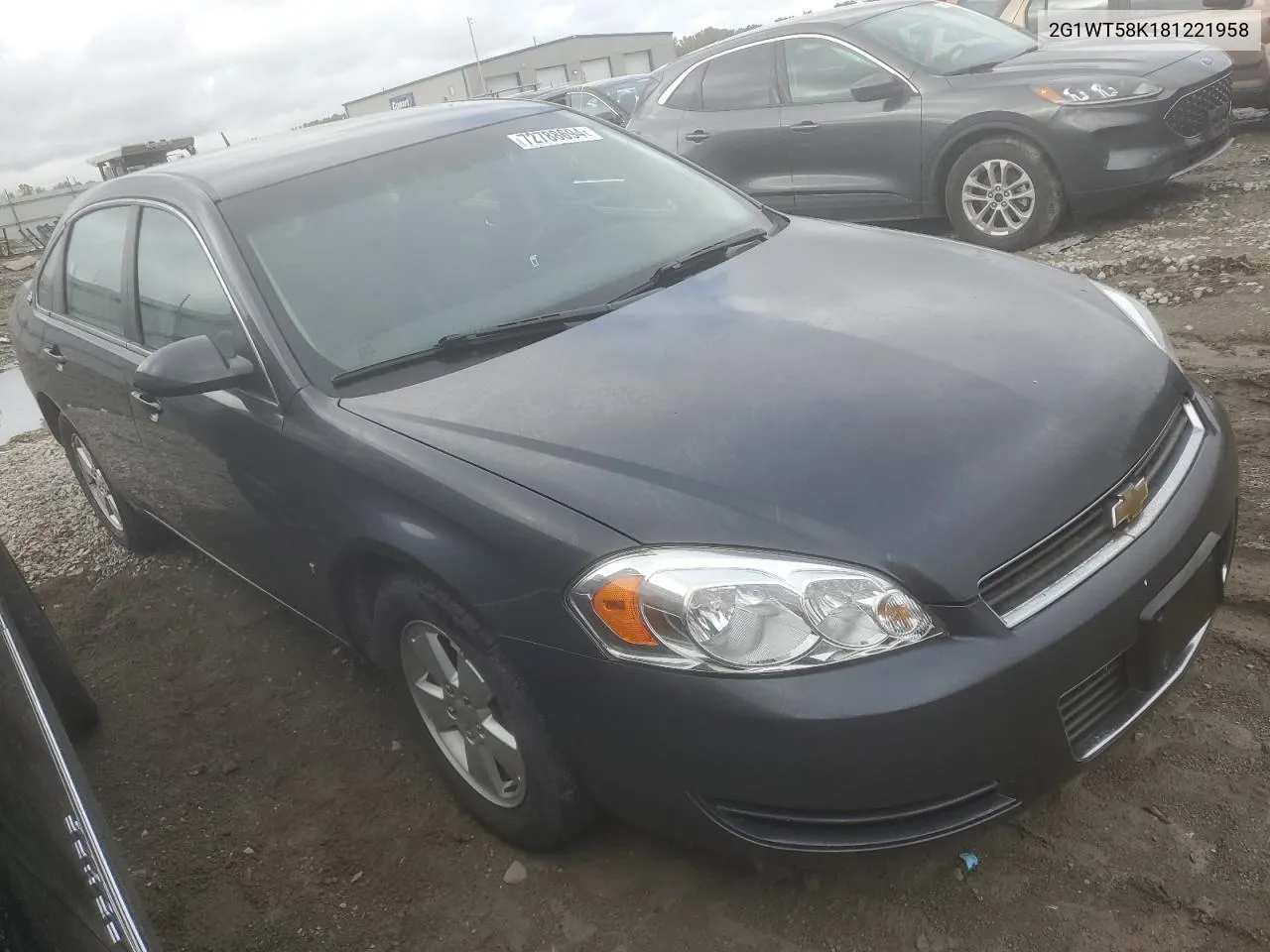 2008 Chevrolet Impala Lt VIN: 2G1WT58K181221958 Lot: 72788694