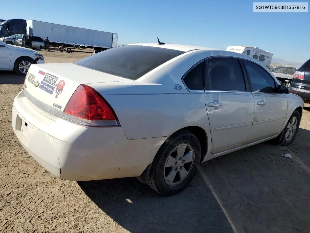 2008 Chevrolet Impala Lt VIN: 2G1WT58K381357816 Lot: 76747974