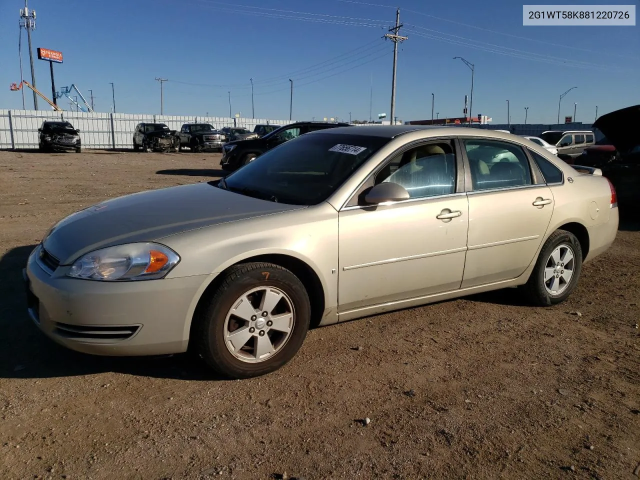 2008 Chevrolet Impala Lt VIN: 2G1WT58K881220726 Lot: 77656714