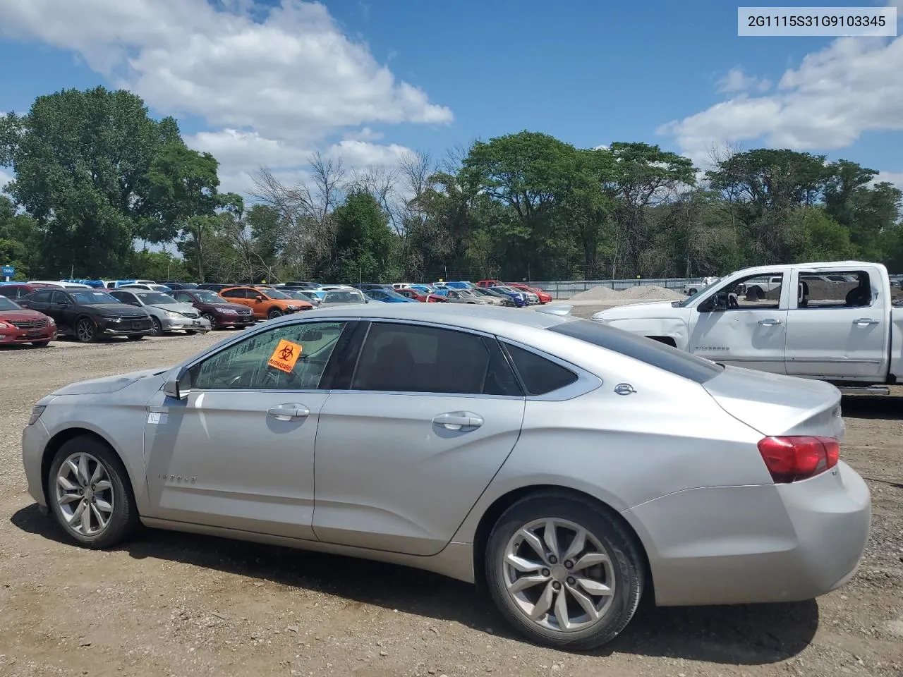 2G1115S31G9103345 2016 Chevrolet Impala Lt