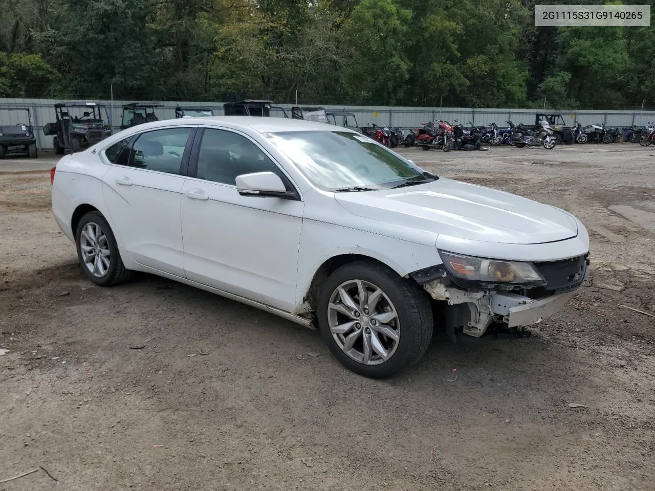 2016 Chevrolet Impala Lt VIN: 2G1115S31G9140265 Lot: 71307394