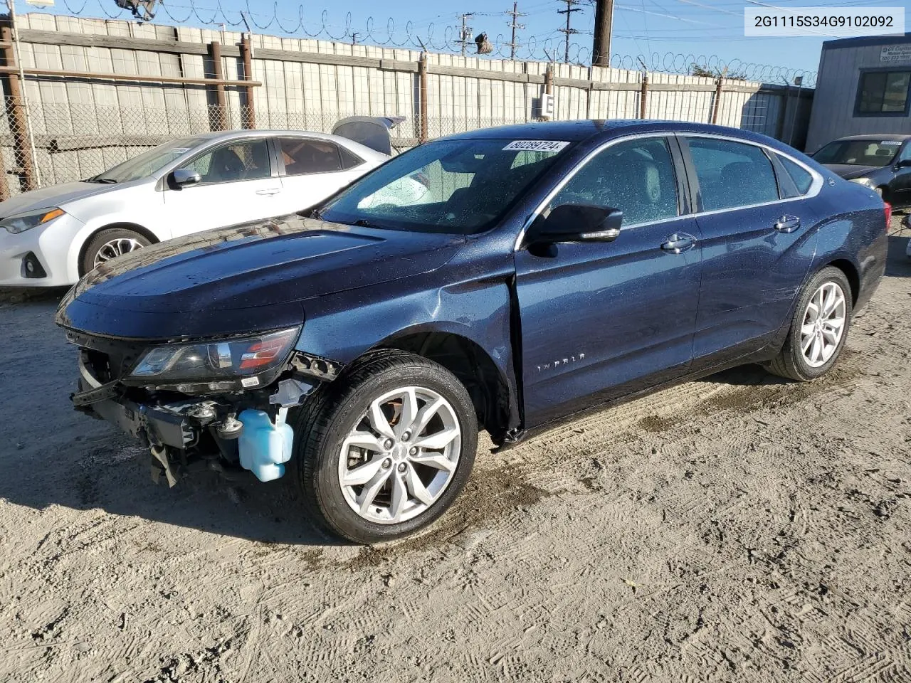 2016 Chevrolet Impala Lt VIN: 2G1115S34G9102092 Lot: 80289724