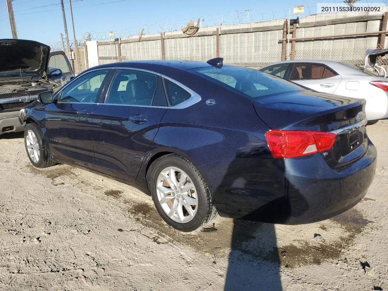 2016 Chevrolet Impala Lt VIN: 2G1115S34G9102092 Lot: 80289724