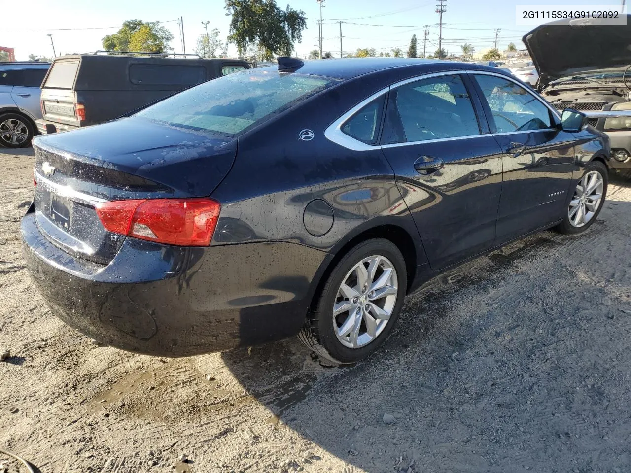 2016 Chevrolet Impala Lt VIN: 2G1115S34G9102092 Lot: 80289724