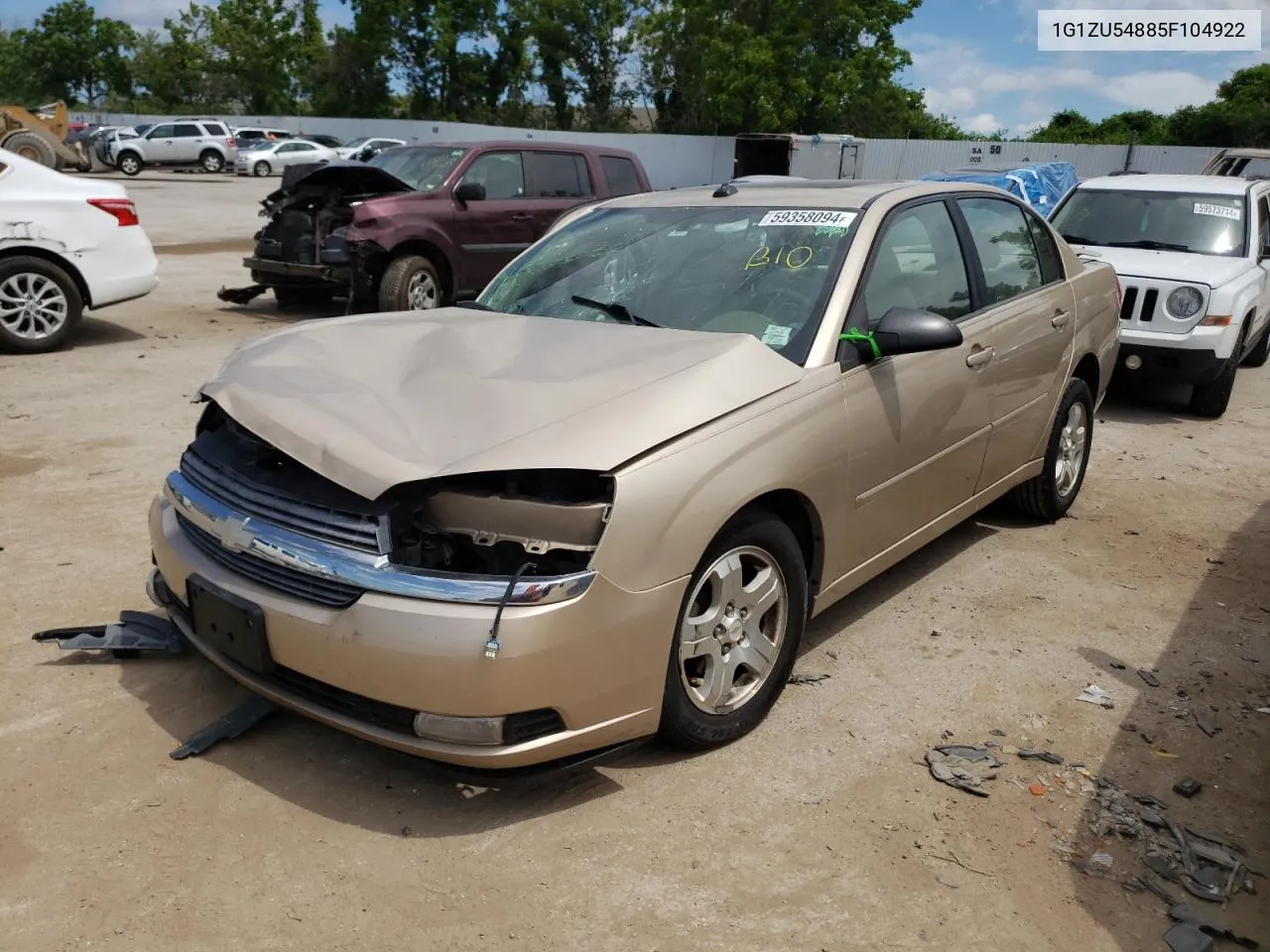 2005 Chevrolet Malibu Lt VIN: 1G1ZU54885F104922 Lot: 59358094