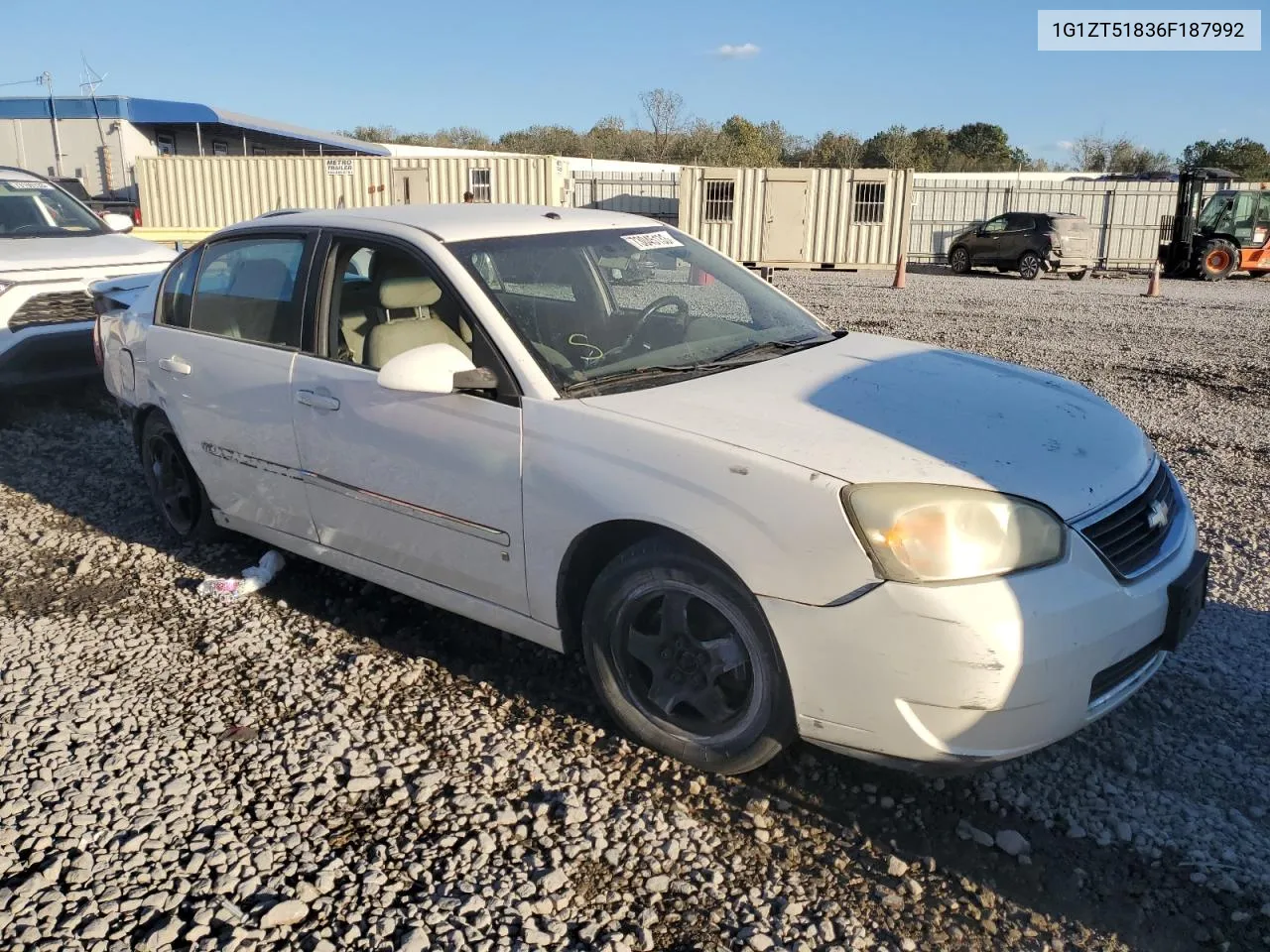 2006 Chevrolet Malibu Lt VIN: 1G1ZT51836F187992 Lot: 73045133