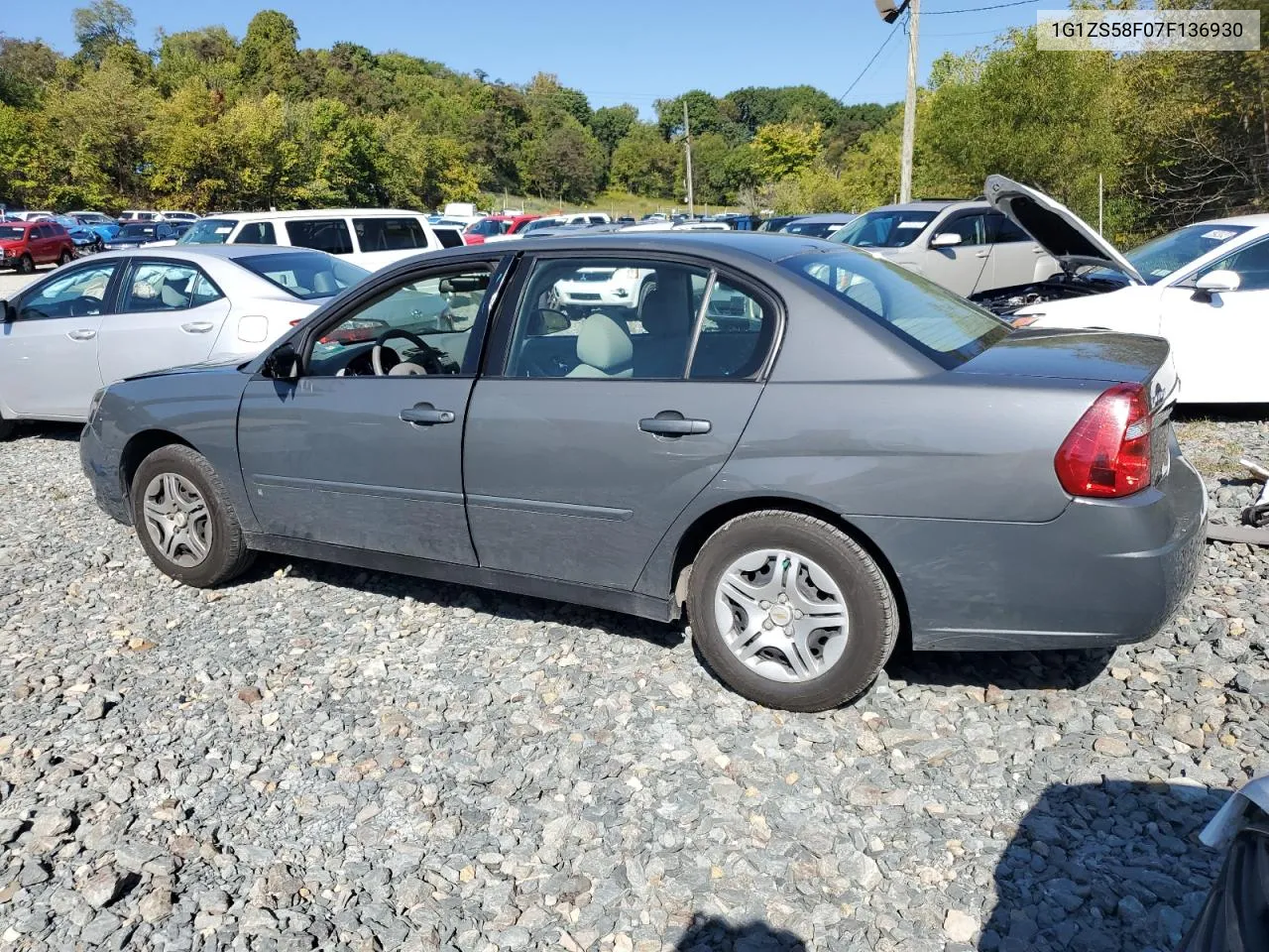 2007 Chevrolet Malibu Ls VIN: 1G1ZS58F07F136930 Lot: 70863724