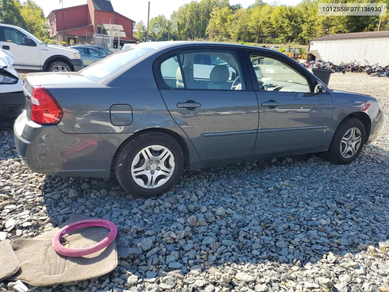 2007 Chevrolet Malibu Ls VIN: 1G1ZS58F07F136930 Lot: 70863724