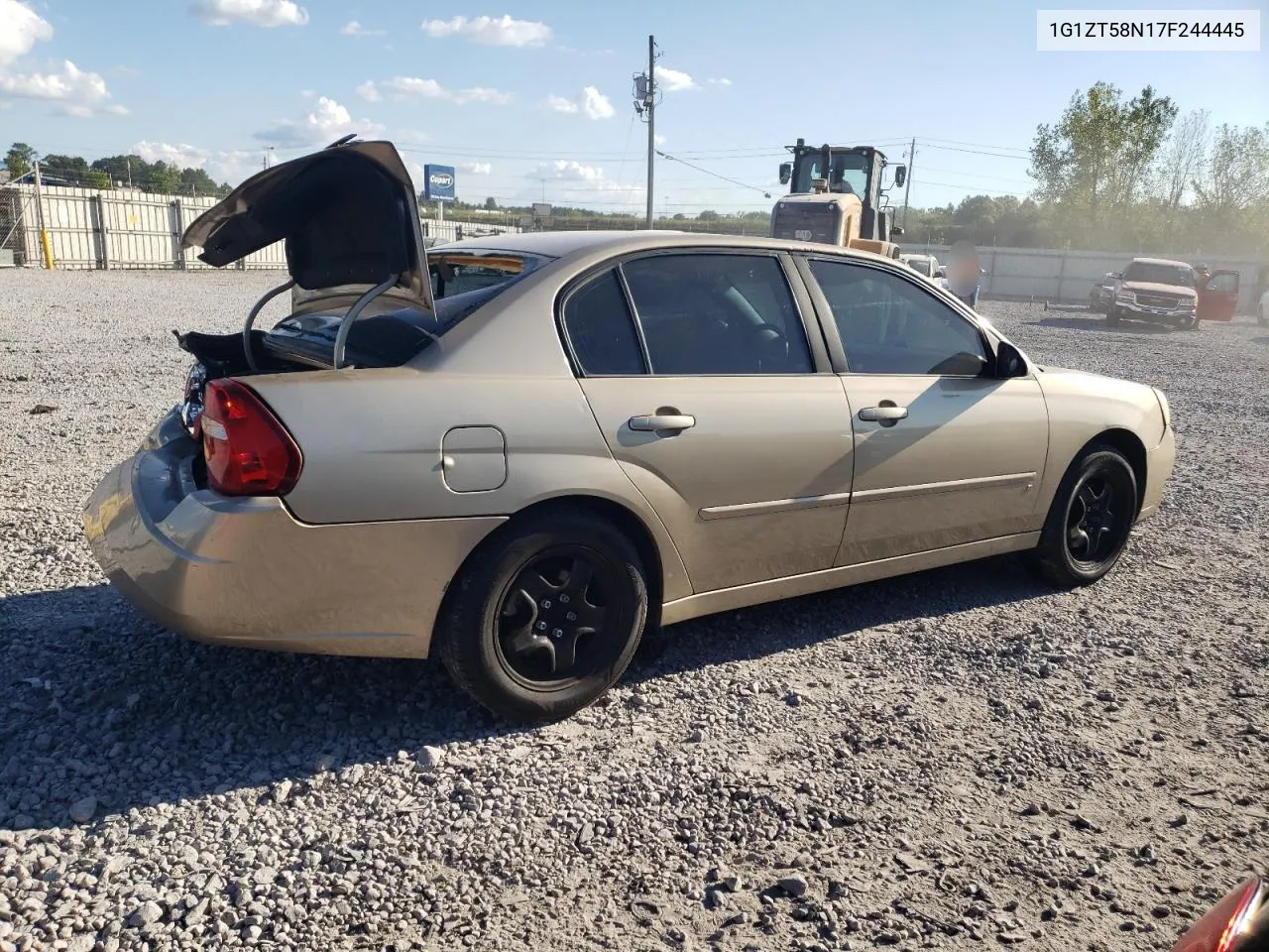 2007 Chevrolet Malibu Lt VIN: 1G1ZT58N17F244445 Lot: 72412644