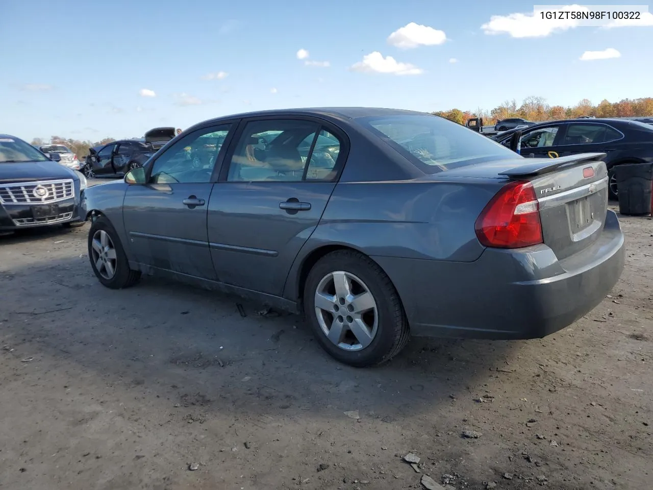 2008 Chevrolet Malibu Lt VIN: 1G1ZT58N98F100322 Lot: 79050614