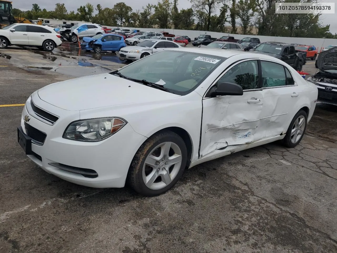 2009 Chevrolet Malibu Ls VIN: 1G1ZG57B594193378 Lot: 72992024