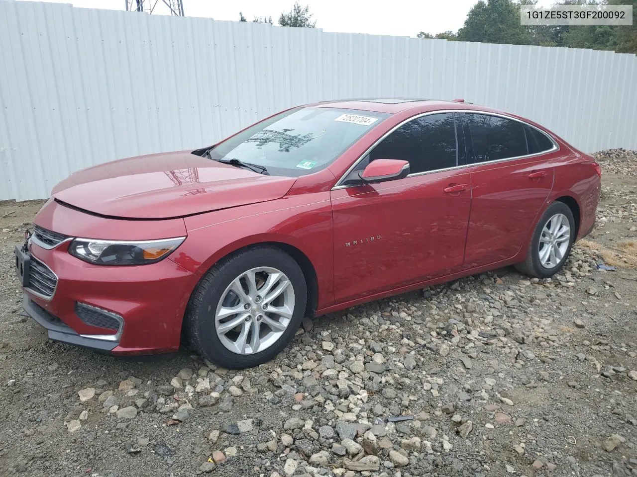 2016 Chevrolet Malibu Lt VIN: 1G1ZE5ST3GF200092 Lot: 72822704