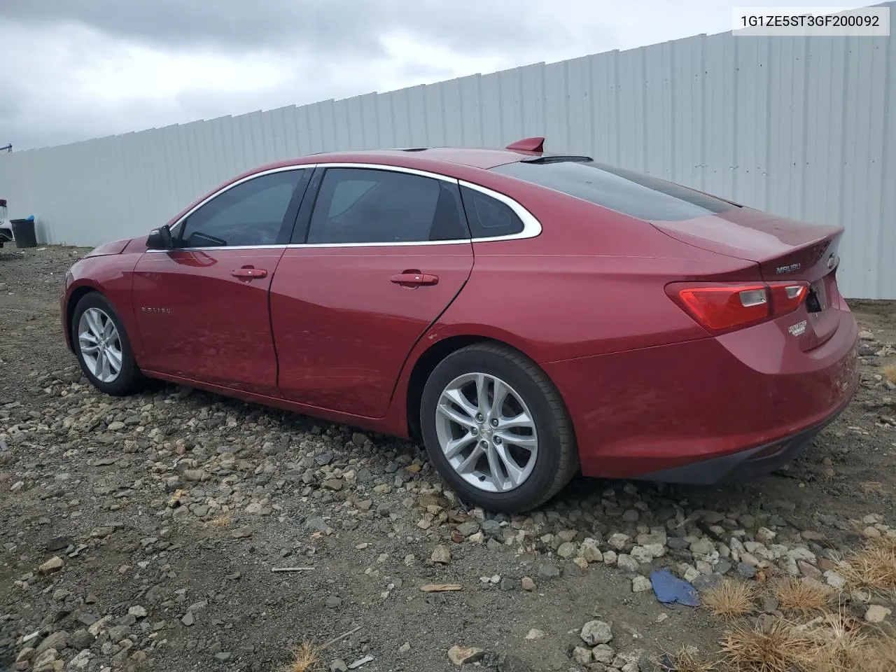 2016 Chevrolet Malibu Lt VIN: 1G1ZE5ST3GF200092 Lot: 72822704