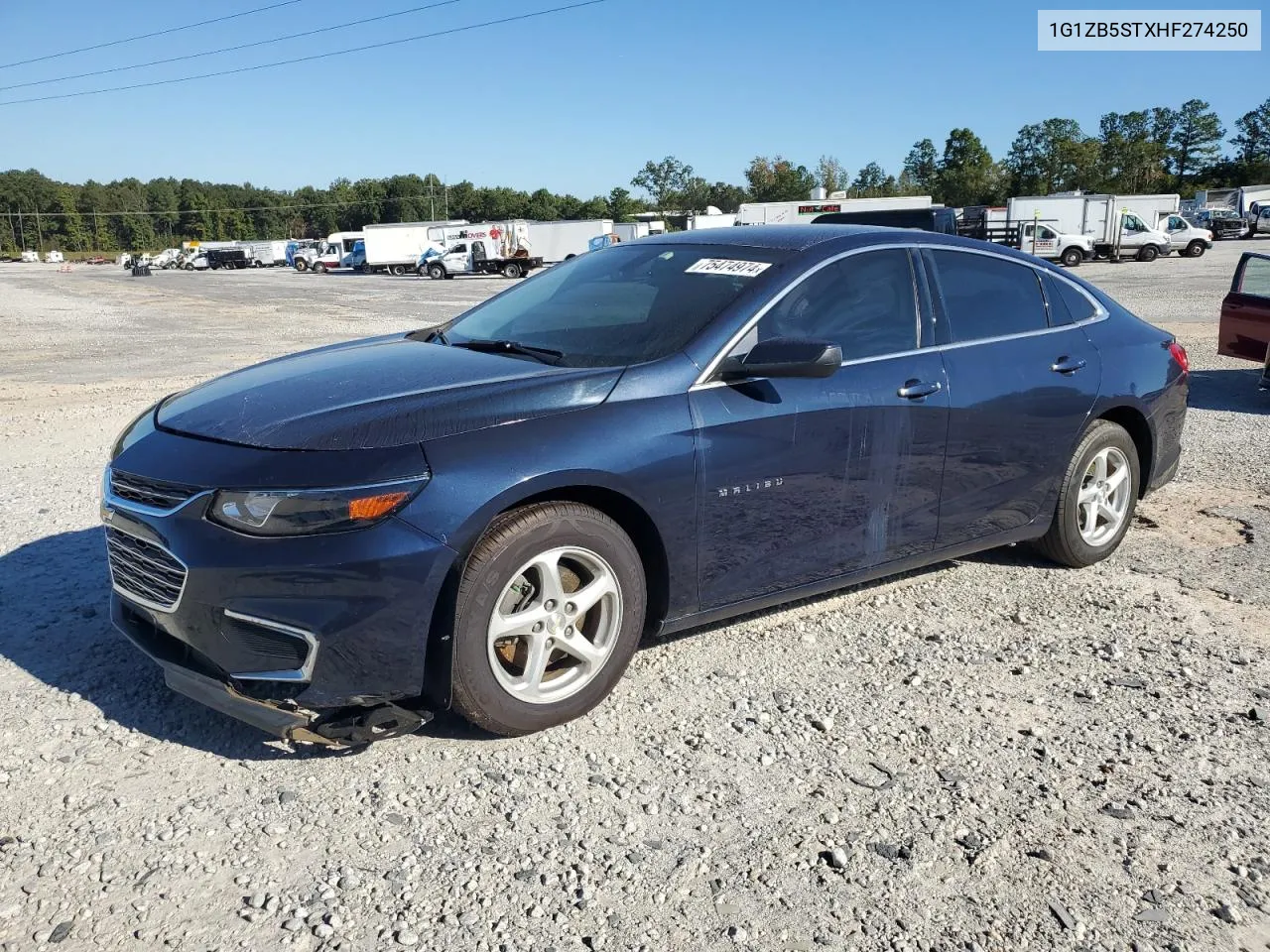 2017 Chevrolet Malibu Ls VIN: 1G1ZB5STXHF274250 Lot: 75474974