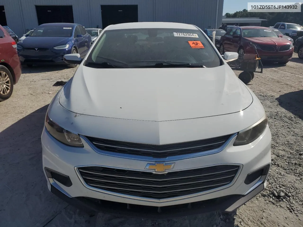 2018 Chevrolet Malibu Lt VIN: 1G1ZD5ST6JF143932 Lot: 72762964