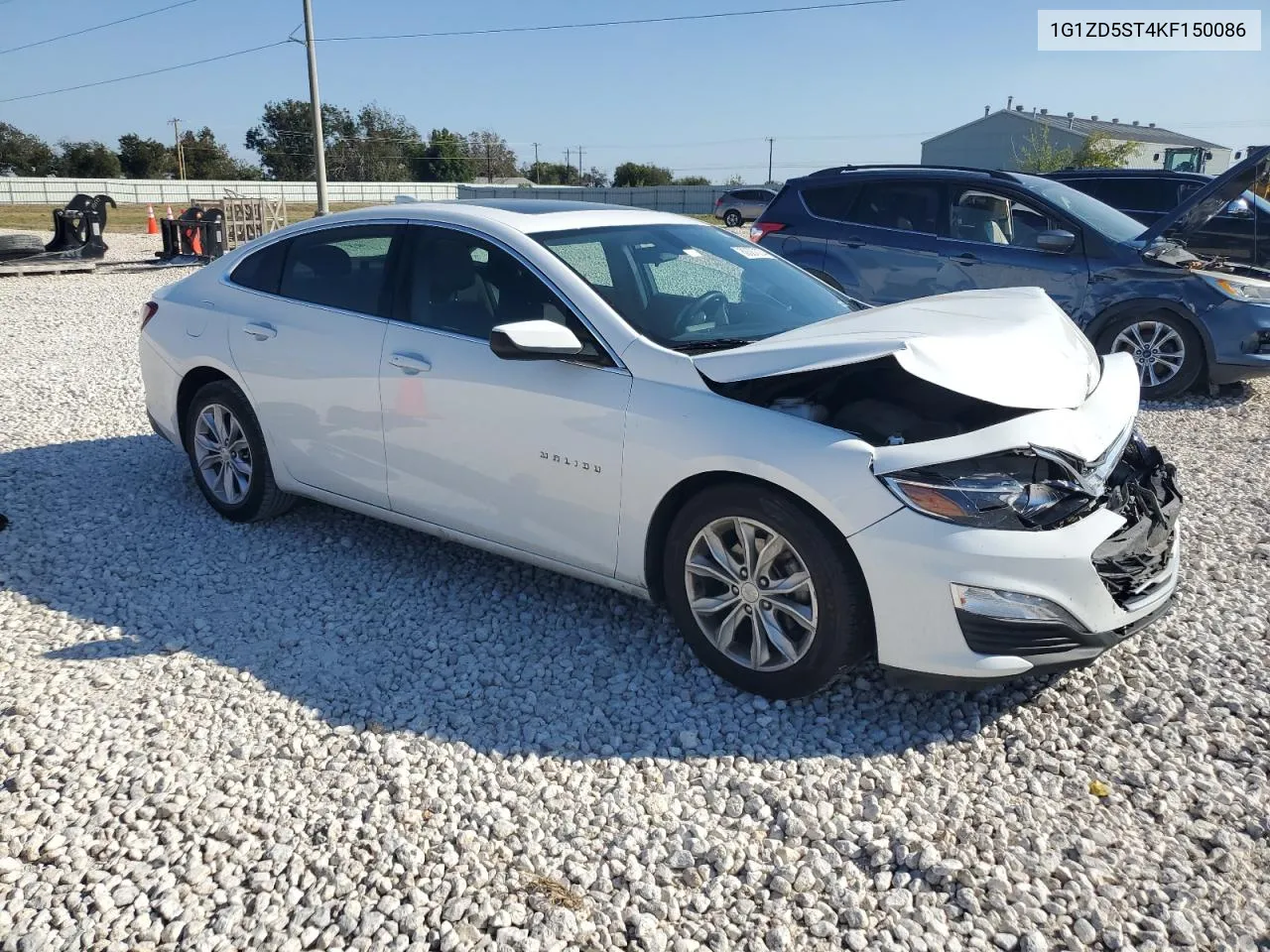 2019 Chevrolet Malibu Lt VIN: 1G1ZD5ST4KF150086 Lot: 80387074