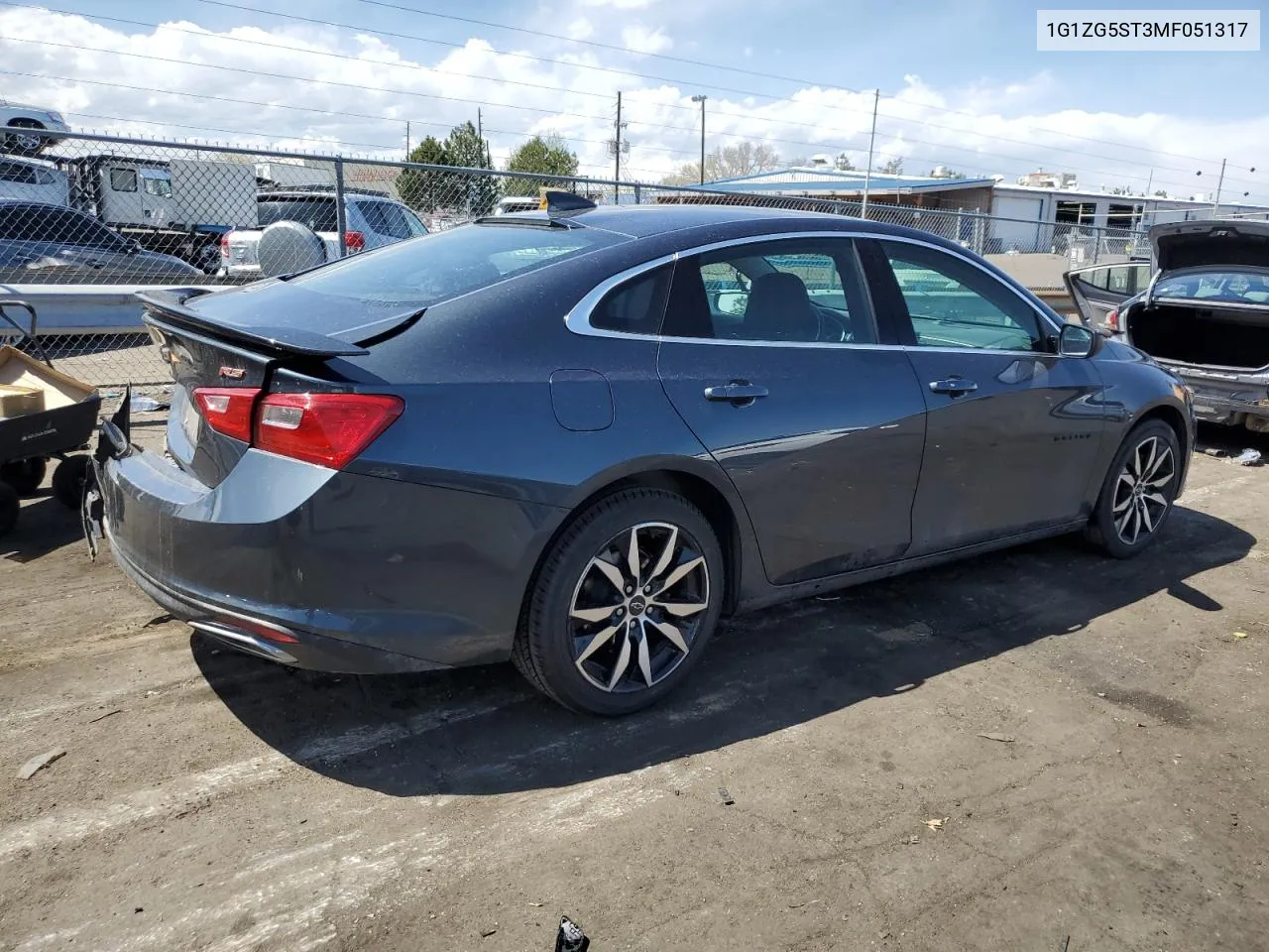 2021 Chevrolet Malibu Rs VIN: 1G1ZG5ST3MF051317 Lot: 52470594