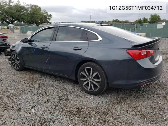 2021 Chevrolet Malibu Rs VIN: 1G1ZG5ST1MF034712 Lot: 57513004