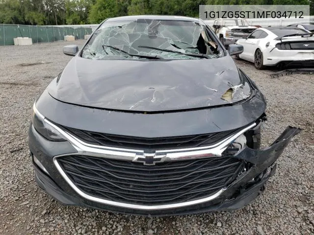 2021 Chevrolet Malibu Rs VIN: 1G1ZG5ST1MF034712 Lot: 57513004