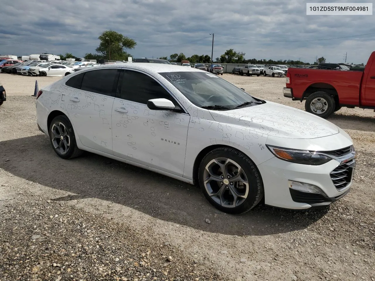 2021 Chevrolet Malibu Lt VIN: 1G1ZD5ST9MF004981 Lot: 69304624