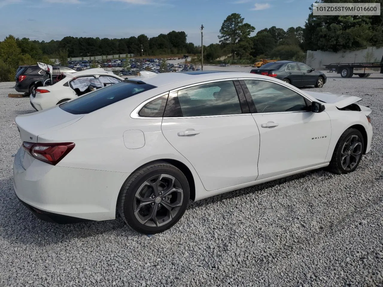 2021 Chevrolet Malibu Lt VIN: 1G1ZD5ST9MF016600 Lot: 70328734