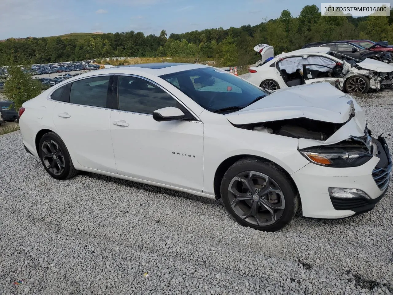 2021 Chevrolet Malibu Lt VIN: 1G1ZD5ST9MF016600 Lot: 70328734