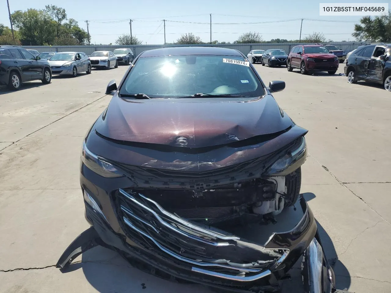 2021 Chevrolet Malibu Ls VIN: 1G1ZB5ST1MF045689 Lot: 70815074