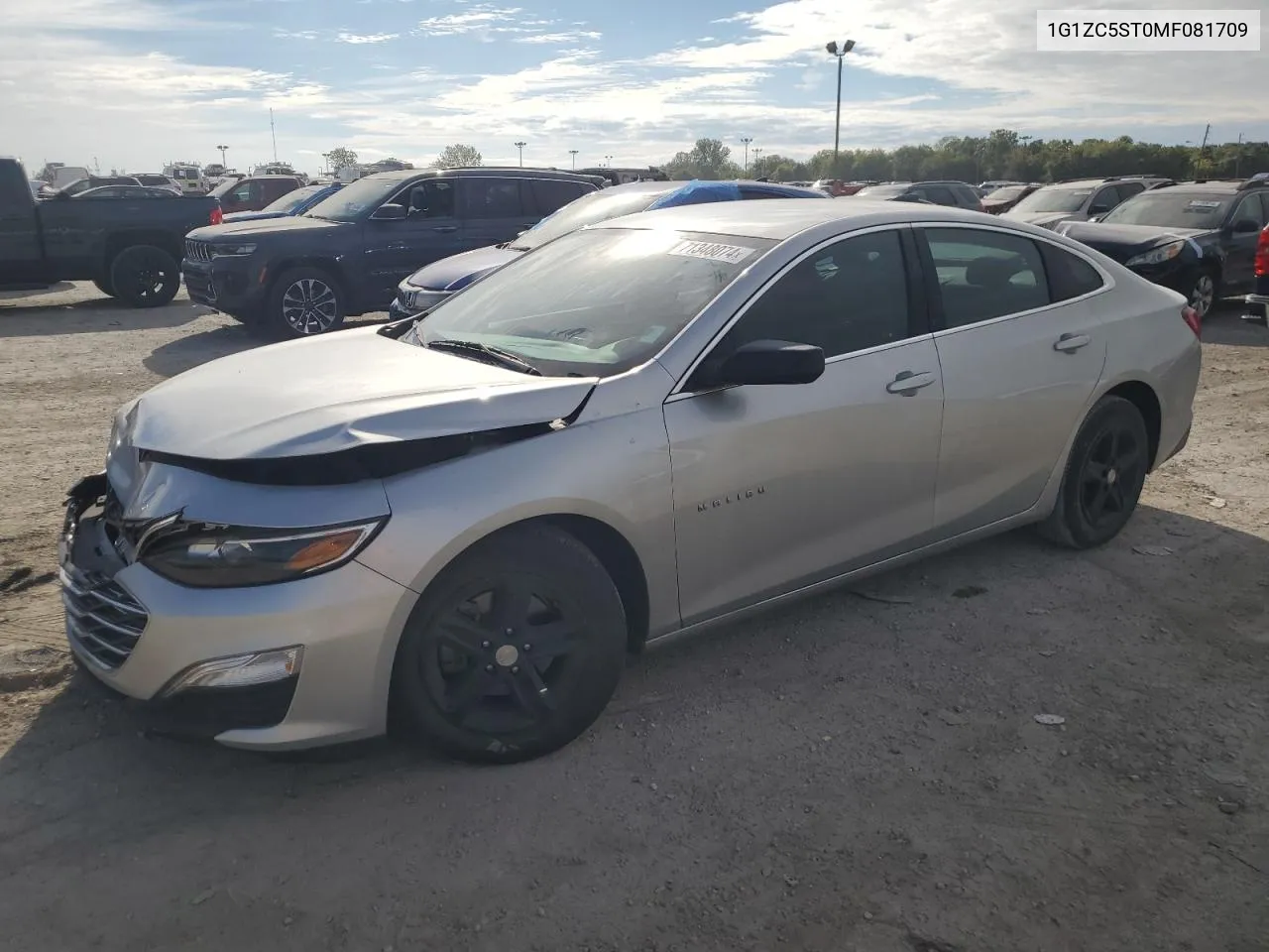 2021 Chevrolet Malibu Ls VIN: 1G1ZC5ST0MF081709 Lot: 71348074