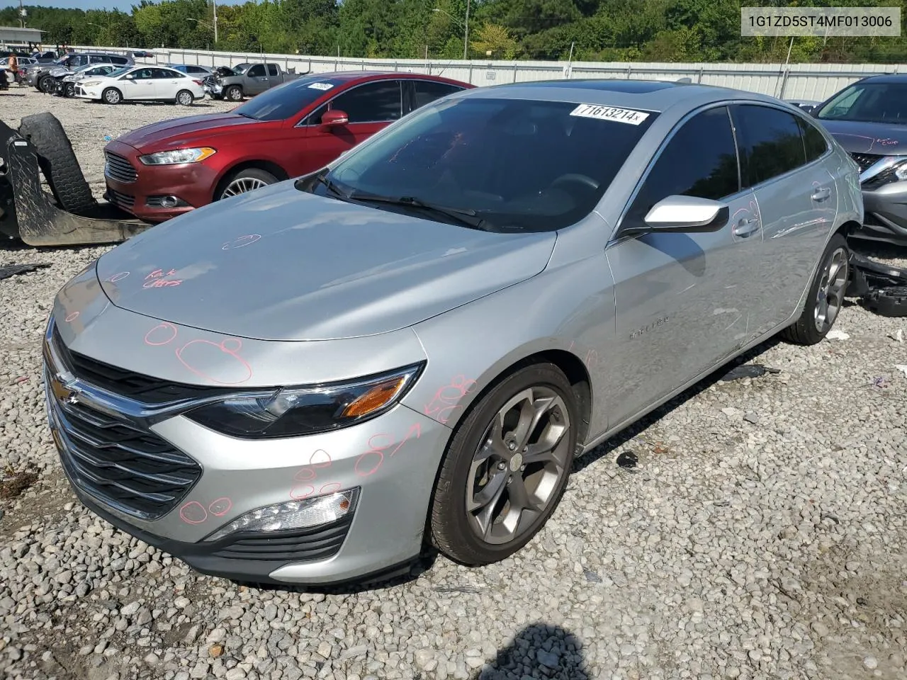 2021 Chevrolet Malibu Lt VIN: 1G1ZD5ST4MF013006 Lot: 71613214