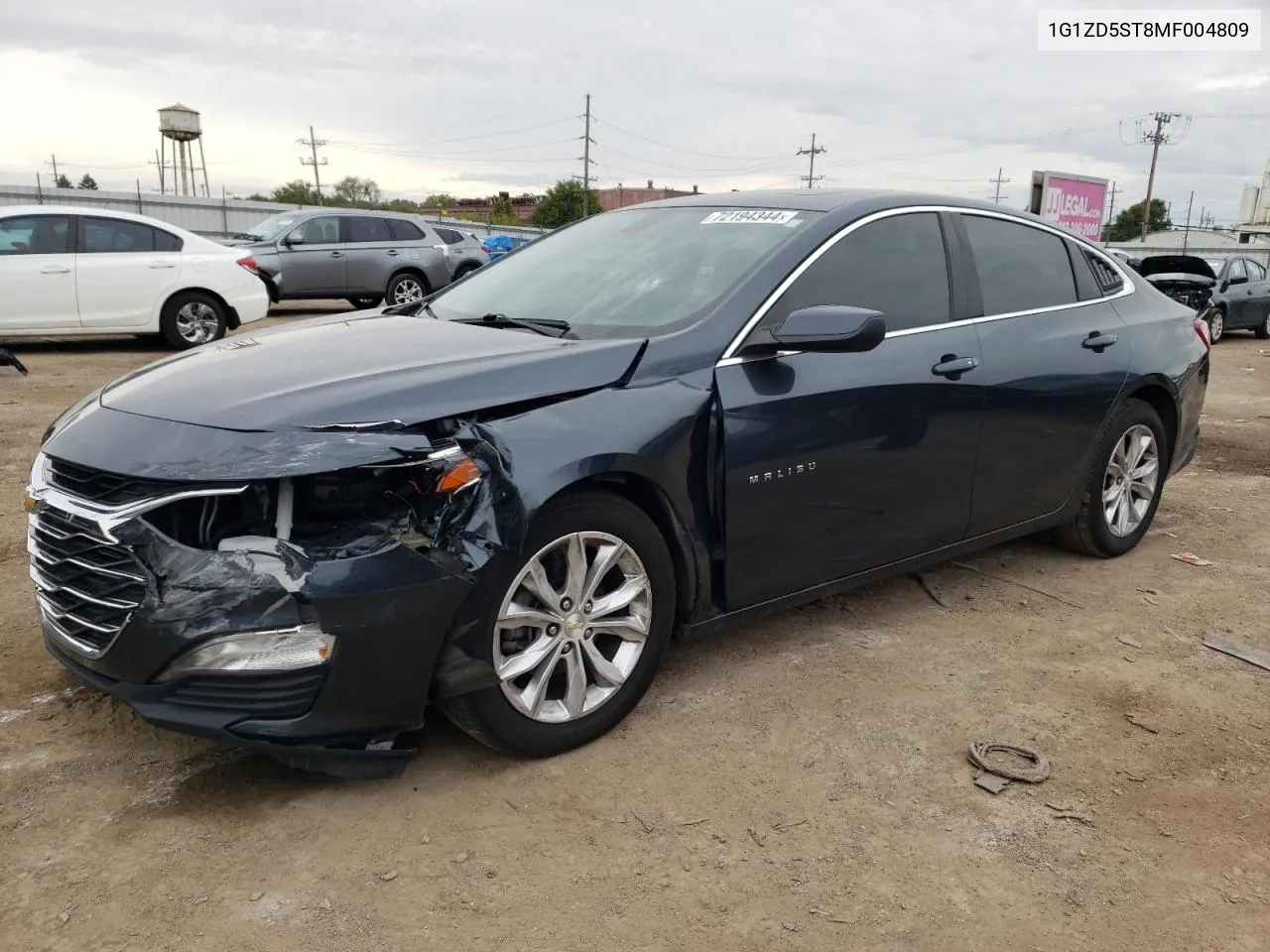 2021 Chevrolet Malibu Lt VIN: 1G1ZD5ST8MF004809 Lot: 72194344