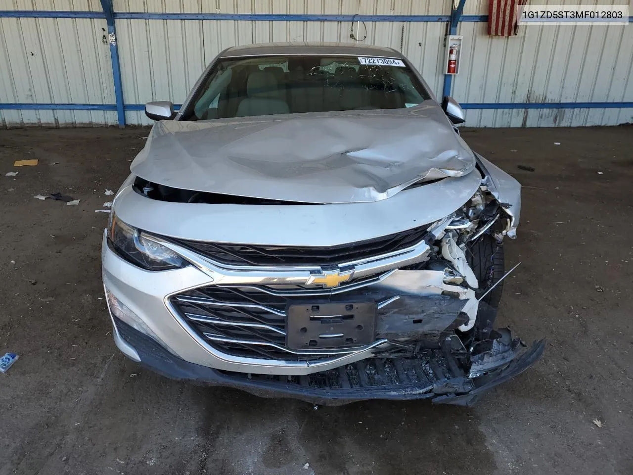 2021 Chevrolet Malibu Lt VIN: 1G1ZD5ST3MF012803 Lot: 72273094