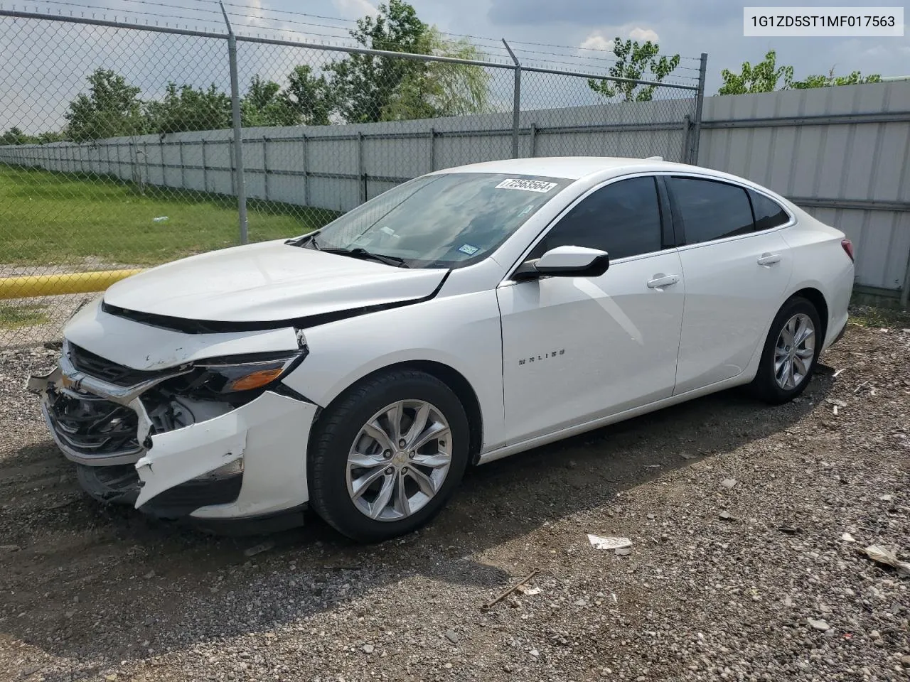 2021 Chevrolet Malibu Lt VIN: 1G1ZD5ST1MF017563 Lot: 72563564