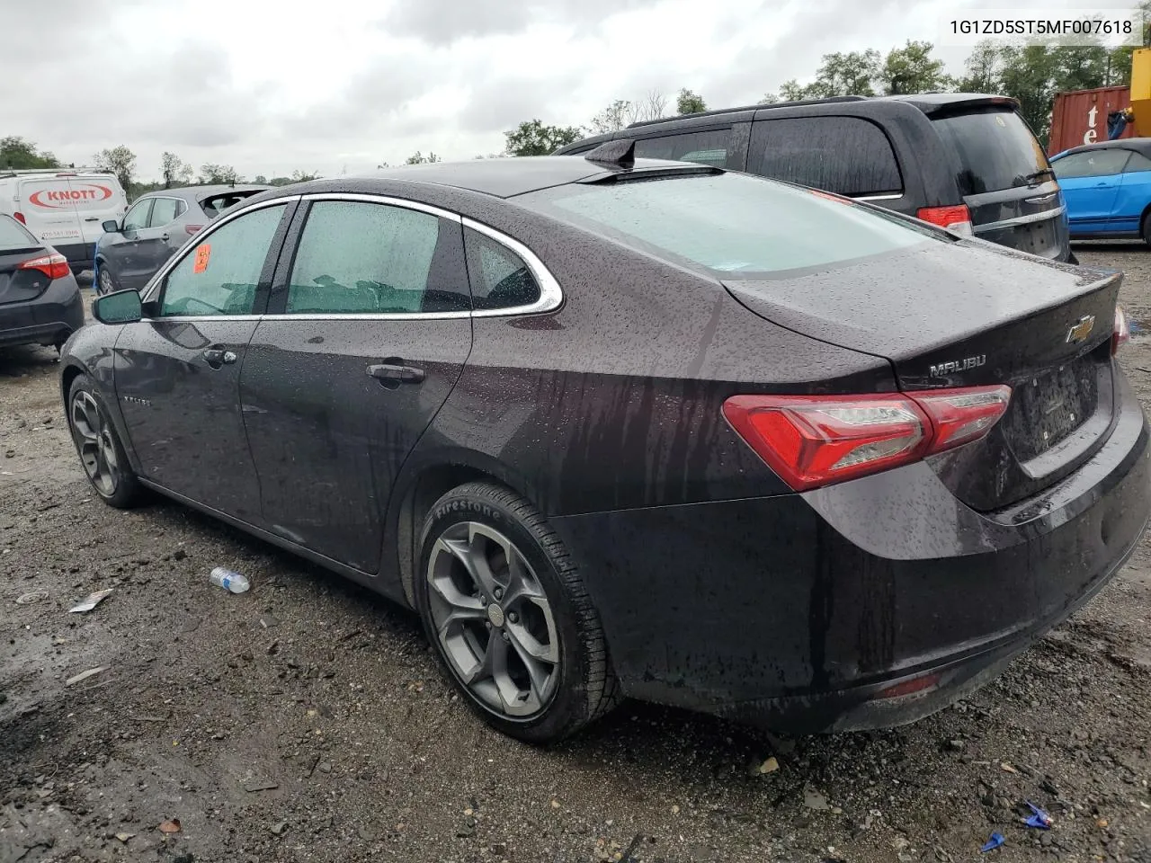 2021 Chevrolet Malibu Lt VIN: 1G1ZD5ST5MF007618 Lot: 73455764