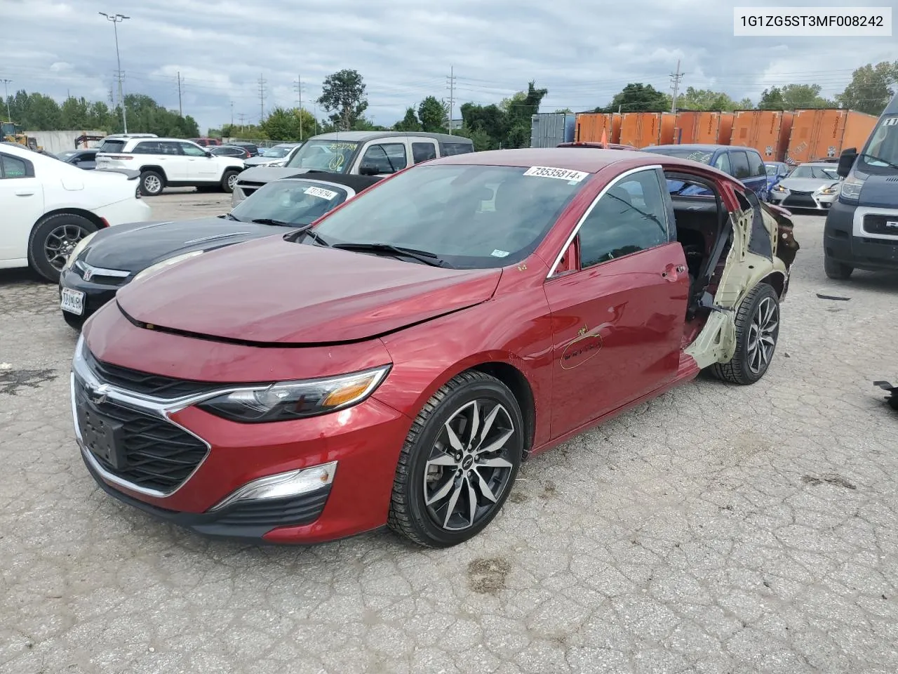 2021 Chevrolet Malibu Rs VIN: 1G1ZG5ST3MF008242 Lot: 73535814