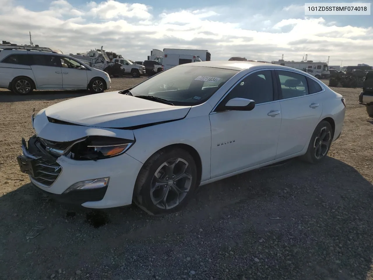 2021 Chevrolet Malibu Lt VIN: 1G1ZD5ST8MF074018 Lot: 73711834