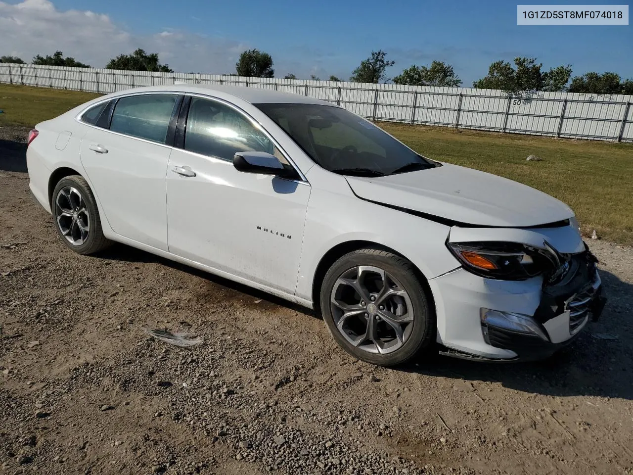 2021 Chevrolet Malibu Lt VIN: 1G1ZD5ST8MF074018 Lot: 73711834