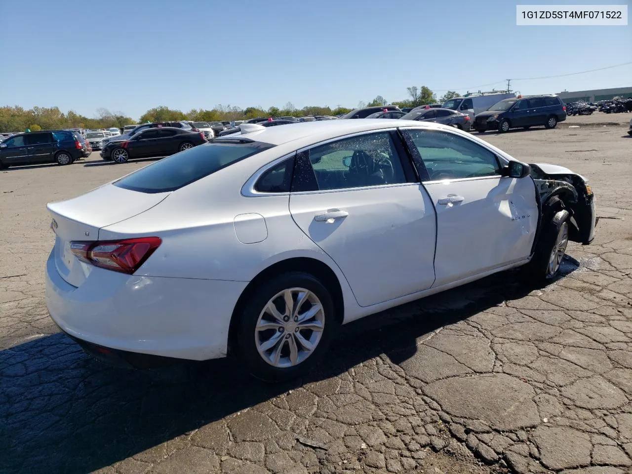 2021 Chevrolet Malibu Lt VIN: 1G1ZD5ST4MF071522 Lot: 74261274