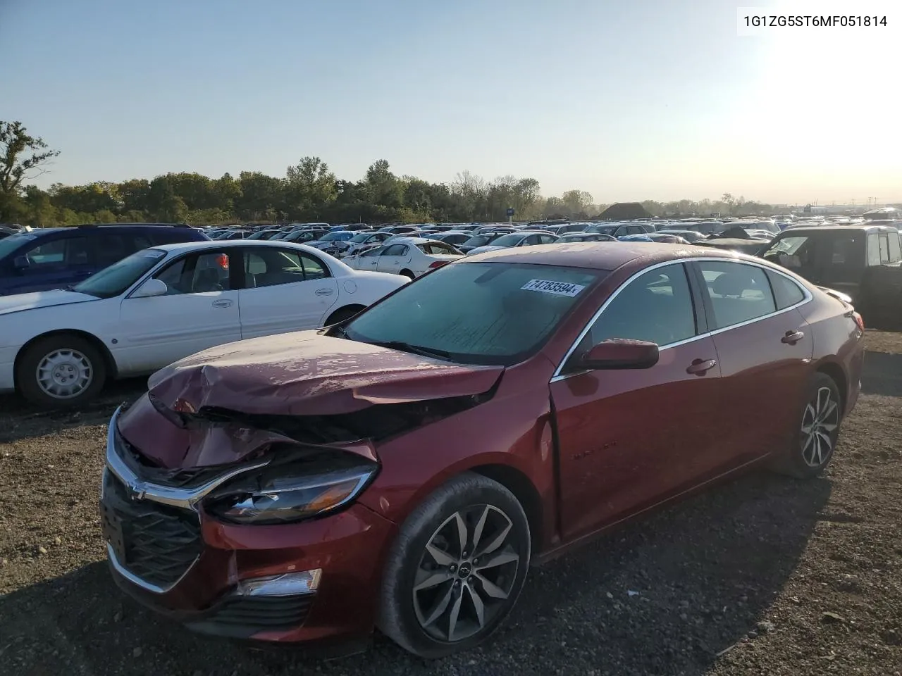 2021 Chevrolet Malibu Rs VIN: 1G1ZG5ST6MF051814 Lot: 74783594