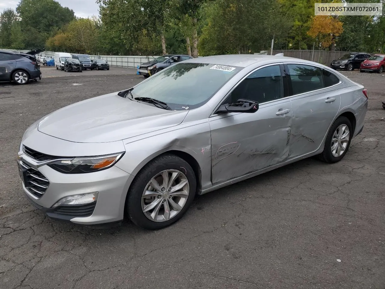 2021 Chevrolet Malibu Lt VIN: 1G1ZD5STXMF072061 Lot: 74964804