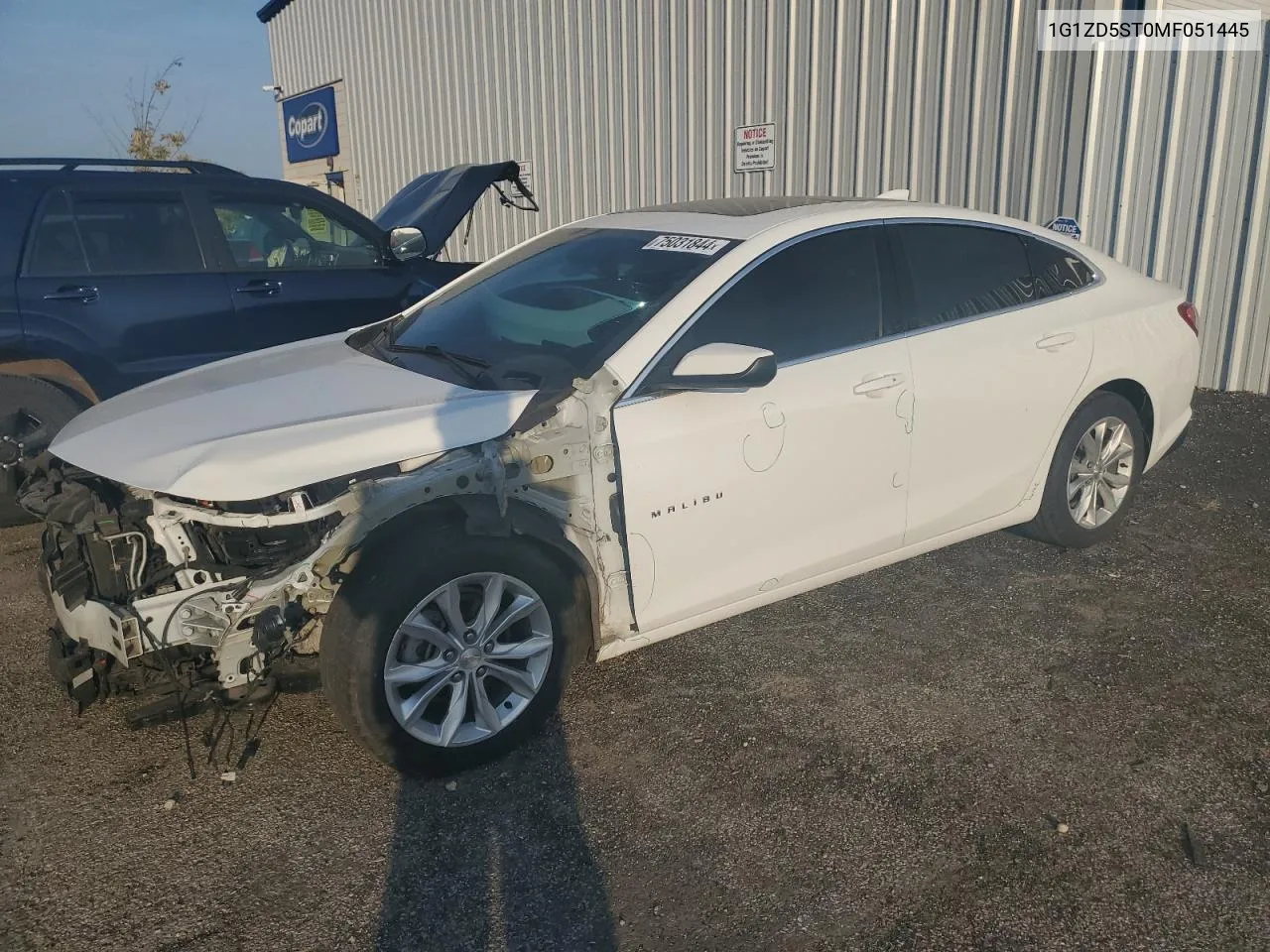 2021 Chevrolet Malibu Lt VIN: 1G1ZD5ST0MF051445 Lot: 75031844