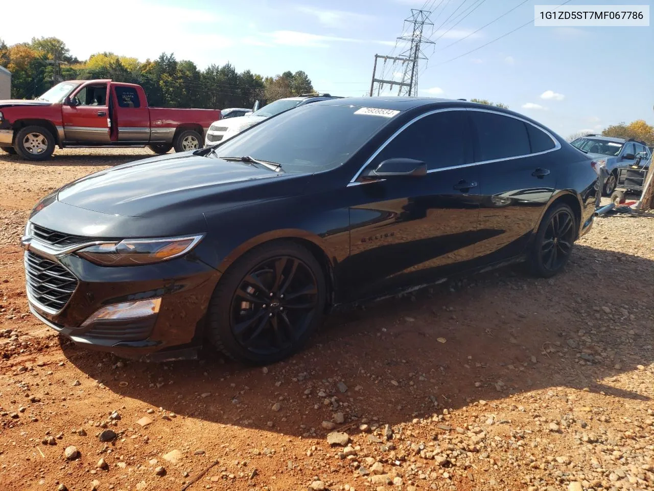 2021 Chevrolet Malibu Lt VIN: 1G1ZD5ST7MF067786 Lot: 75939534